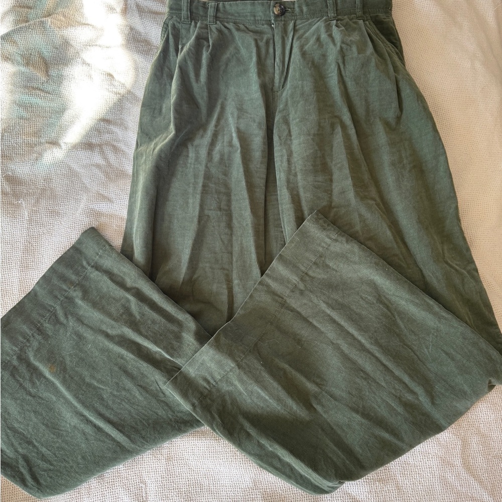 Anthropologie Olive Wide-Leg Corduroy  Pants - Picture 2 of 7